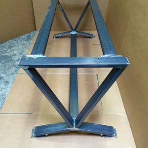 V-Shaped Dining Table Base, Super Heavy Duty Industrial Table Base, Set of 2 Legs and 3 Cross Braces