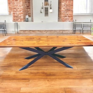 Spider Steel Dining Table Base Matte Black Powder Coat Industrial Metal Legs