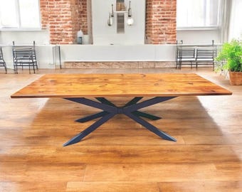 Spider Steel Dining Table Base Matte Black Powder Coat Industrial Metal Legs