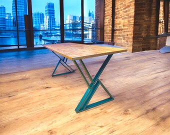 34" Counter Height Steel Table Legs, X Design, Matte Black