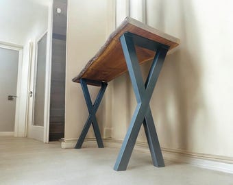 Handmade Modern Steel Table Legs: X-Frame, Black Powder Coat