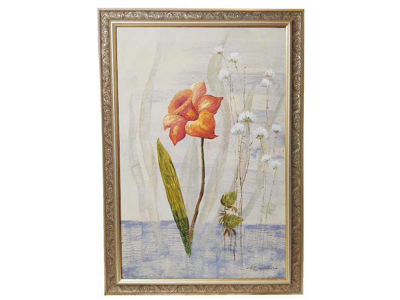 Painter R. Wilcox R. Wilcox Vintage Floral Still Life Oil Painting 36