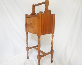 Antique Humidor Copper-Lined Wooden Smoker Cabinet Stand
