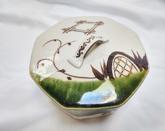 Vintage Toyo Japan Hand-Painted Lidded Bowl Container Trinket Storage Box