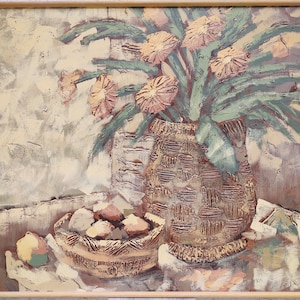 Large 50&quot; x 40&quot; Lee Reynolds Mid-Century Modern Original Signed Oil Painting on Canvas