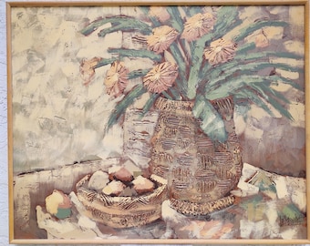 Vintage 50" x 40" Lee Reynolds Mid-Century Modern Original Signed Oil Painting on Canvas