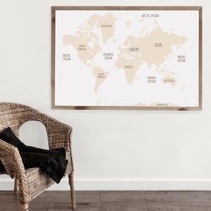 MAPA DEL MUNDO PRINTABLE / descarga digital / decoración boho / mapa / decoración boho / arte moderno de la pared / pared imprimible / mapa del mundo / homeschooling