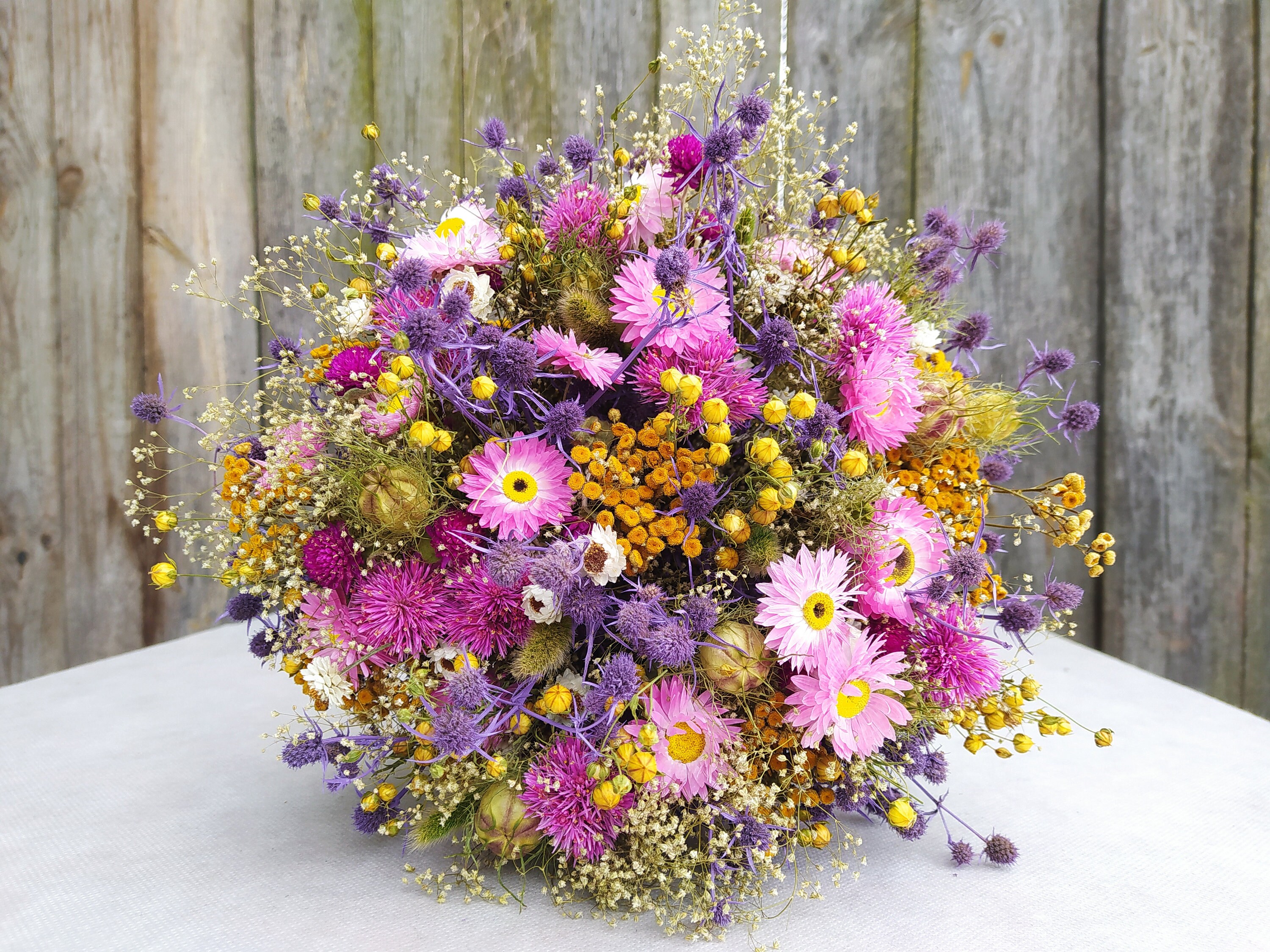 Dried Flower Bouquet Wild Flower Bouquet Shades of Pink and Etsy