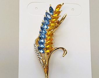 Broche ukrainienne, symbole ukrainien, broche bleue et jaune, broche de blé, souvenir ukrainien, cadeaux ukrainiens