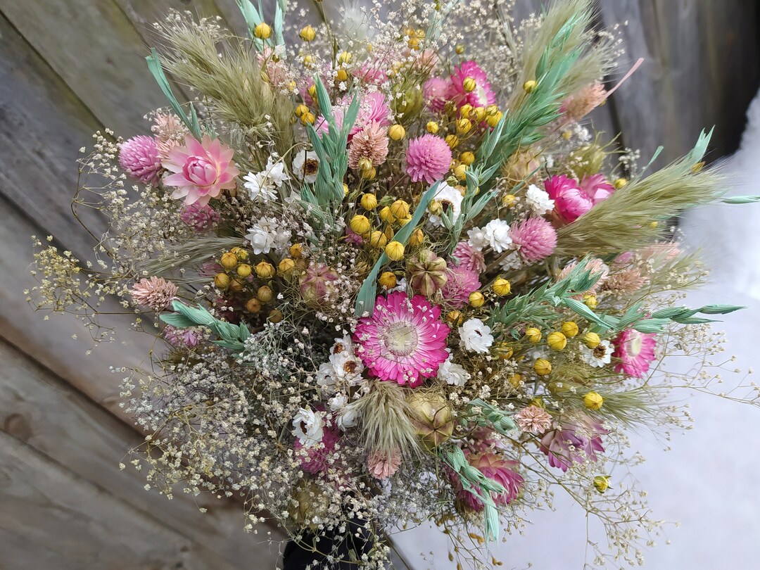 Pastel Dried Flower Bouquet Blush Flowers Dried Flower Bunch Etsy
