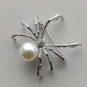 Large Spider Brooch, Pearl Spider Brooch, witchy gifts for best friend