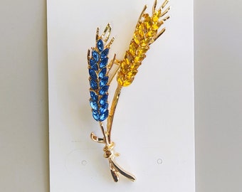 Ukrainian Brooch, Blue and Yellow brooch, Wheat brooch, Ukrainian souvenir, Ukrainian gifts