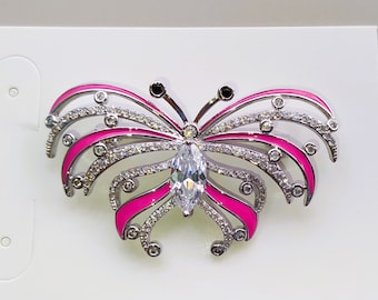 Broszka motyl, różowa broszka motyl