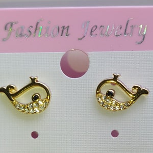 Whale Earrings, Small Whale Studs, Sterling Silver Studs