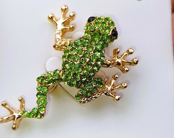 希少 クリスチャンディオール ブローチ カエル 蛙 ラインストーン