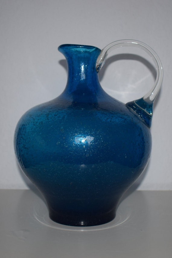 glass blue glass design vase 60s 70s