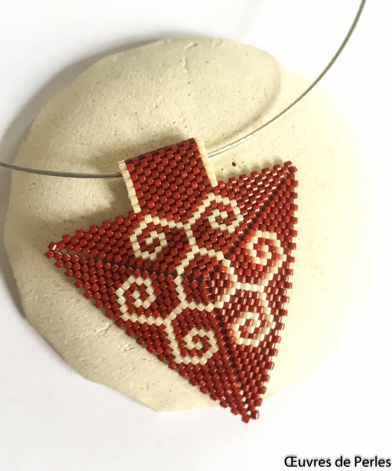 Seed Beads Jewelry Set of Miyuki Pendant in Brown and Ivory Etsy