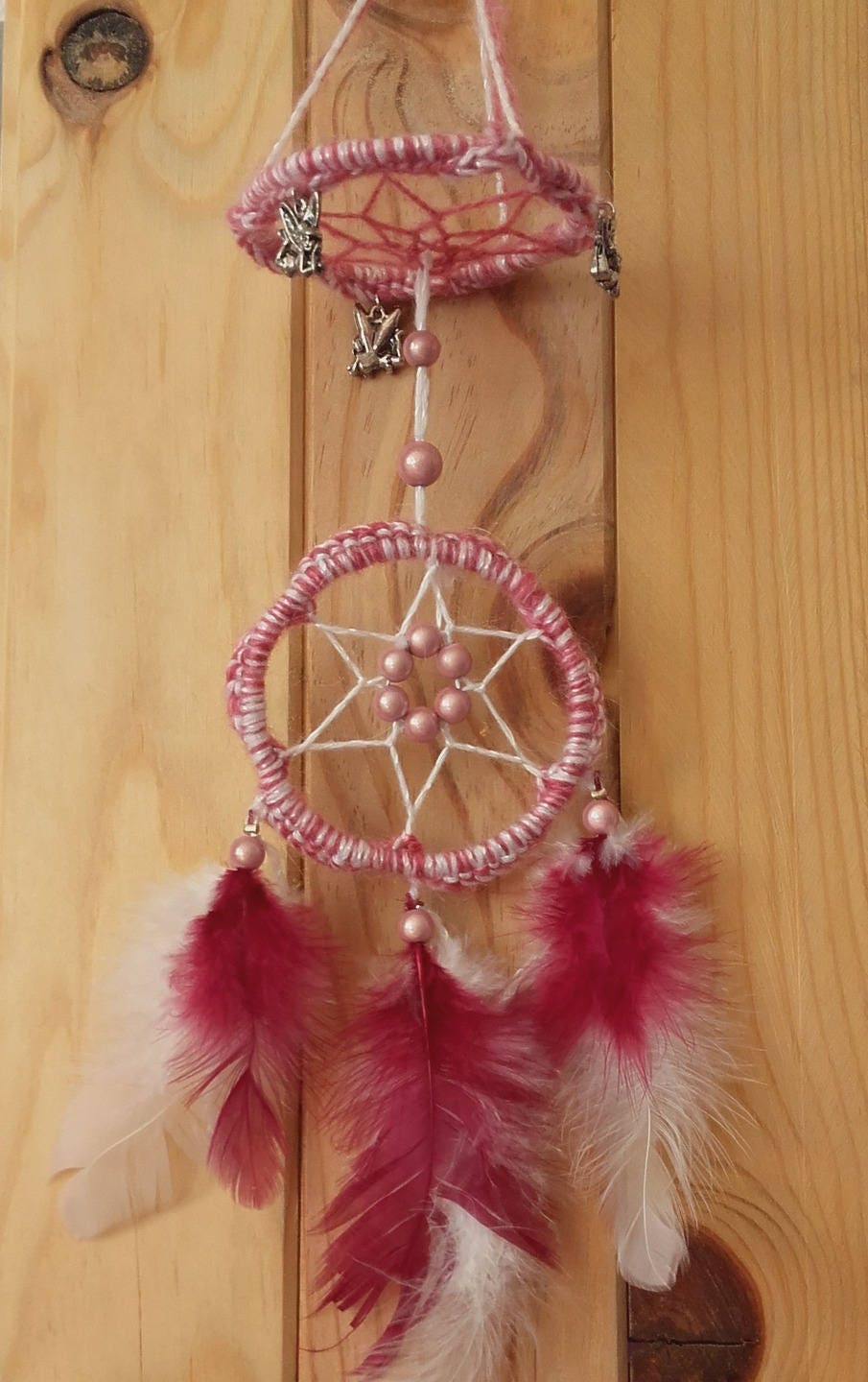 Attrape-Reves Dreamcatcher Double Rose Blanc