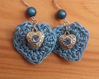 BOUCLES D'OREILLE COEUR bleu