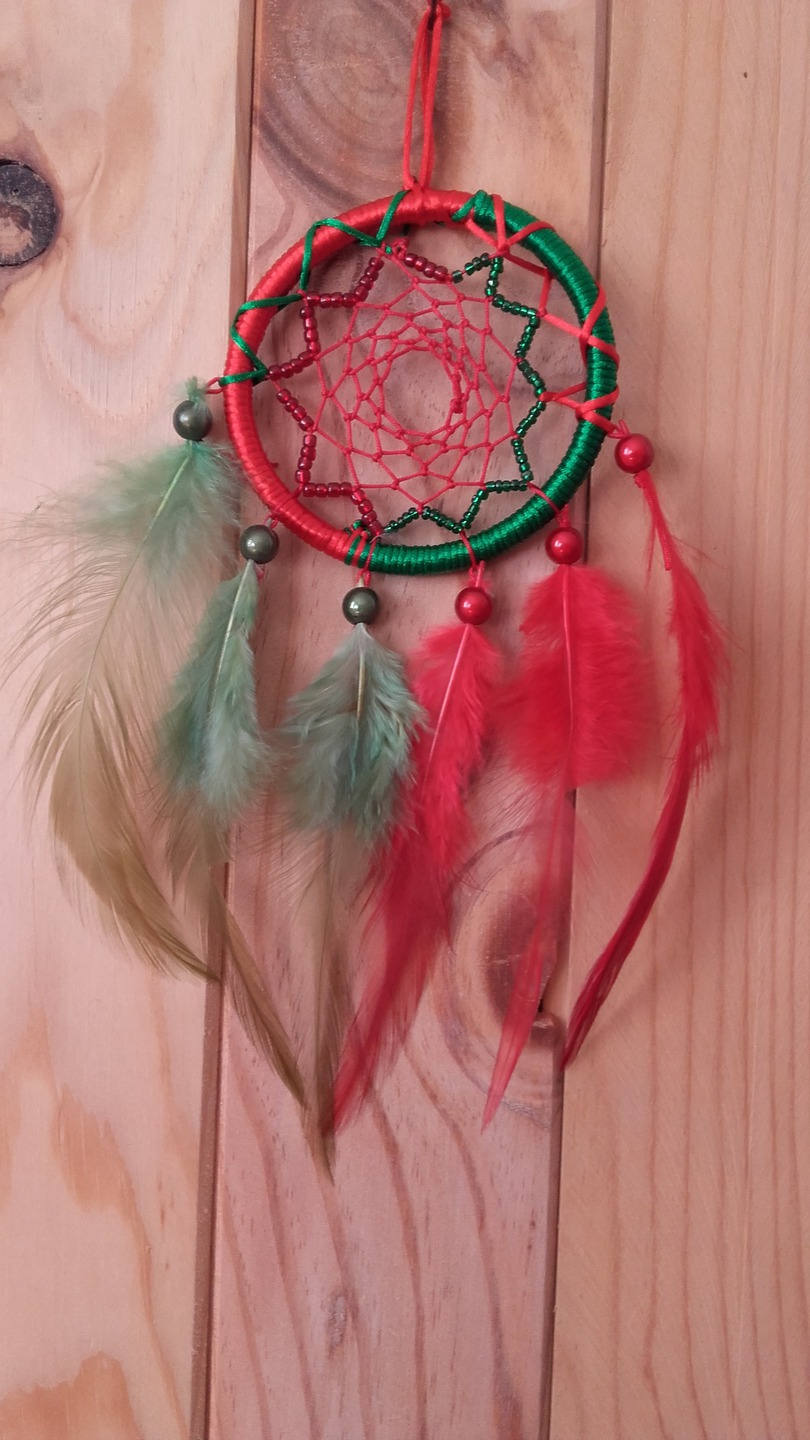 Attrape-Reves Dreamcatcher Vert Rouge