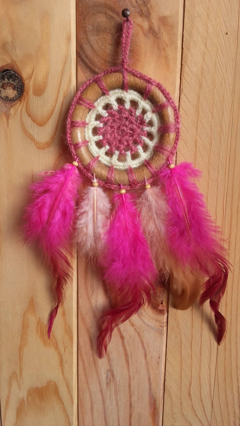 Attrape-Reves Dreamcatcher Bois Rose Ecru