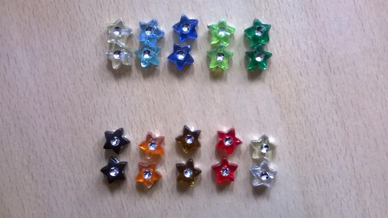 LOT X20 PERLES FORME ETOILES AVEC STRASS image 1