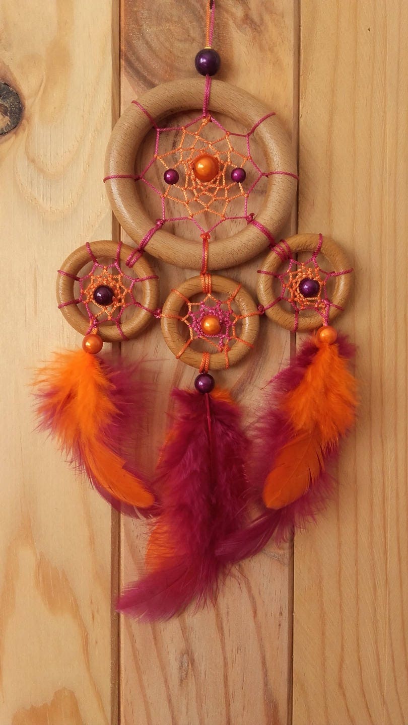 Attrape-Reves Dreamcatcher Bois Prune Orange