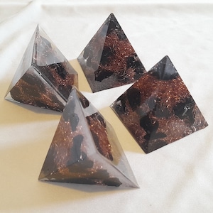 Set of 4  Mini-Shungite Enhanced EMF Personal Protection Pyramids.