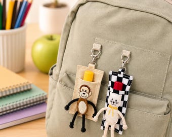 Lip Balm Pouch for Kids /Back Pack Hookon /Chapstick Holder/Vans Inspired Checker Egirl / Back to School Accessory Keychain