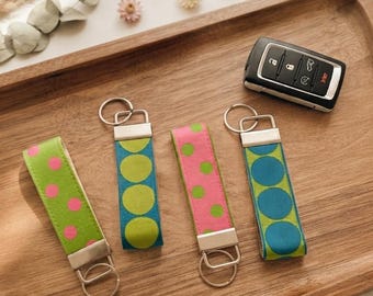Cute Valentines Gift/Polka Dot Keychain: Finger Loop Key Fob, Purse Charm Gift For a Girlfriend