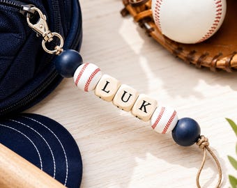 Custom Baseball Name Keychain /Personalized Gift for Brother , Dad ,Coaches,Teacher/Kids Sports Backpack Hook on