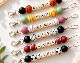 Personalized Sports Backpack Charm, Custom Name Bag Tag, Back to School Gift for Kids, Athlete Gift, Purse Charm, Team Gift