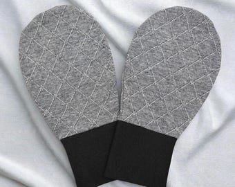 Adults Sleep Mittens/Organic Cotton Eczema Mittens/Nightime Gloves for Elderly/Fingerless Gloves/Textured Pattern