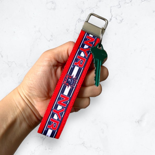 New York Rangers Keychain Gift for a Boyfriend /Key Wristlets for a Husband /NY Rangers Playoffs Ribbon Key Fob/Keychain gift for Hockey Fan