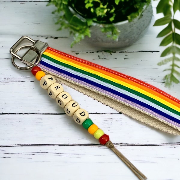 Pride Month Gift for a Friend/Rainbow Short Lanyard for Keys /Gay Pride Key Wristlet /Key Strap Holder /Inclusive Gift Idea Key Fob Wristlet