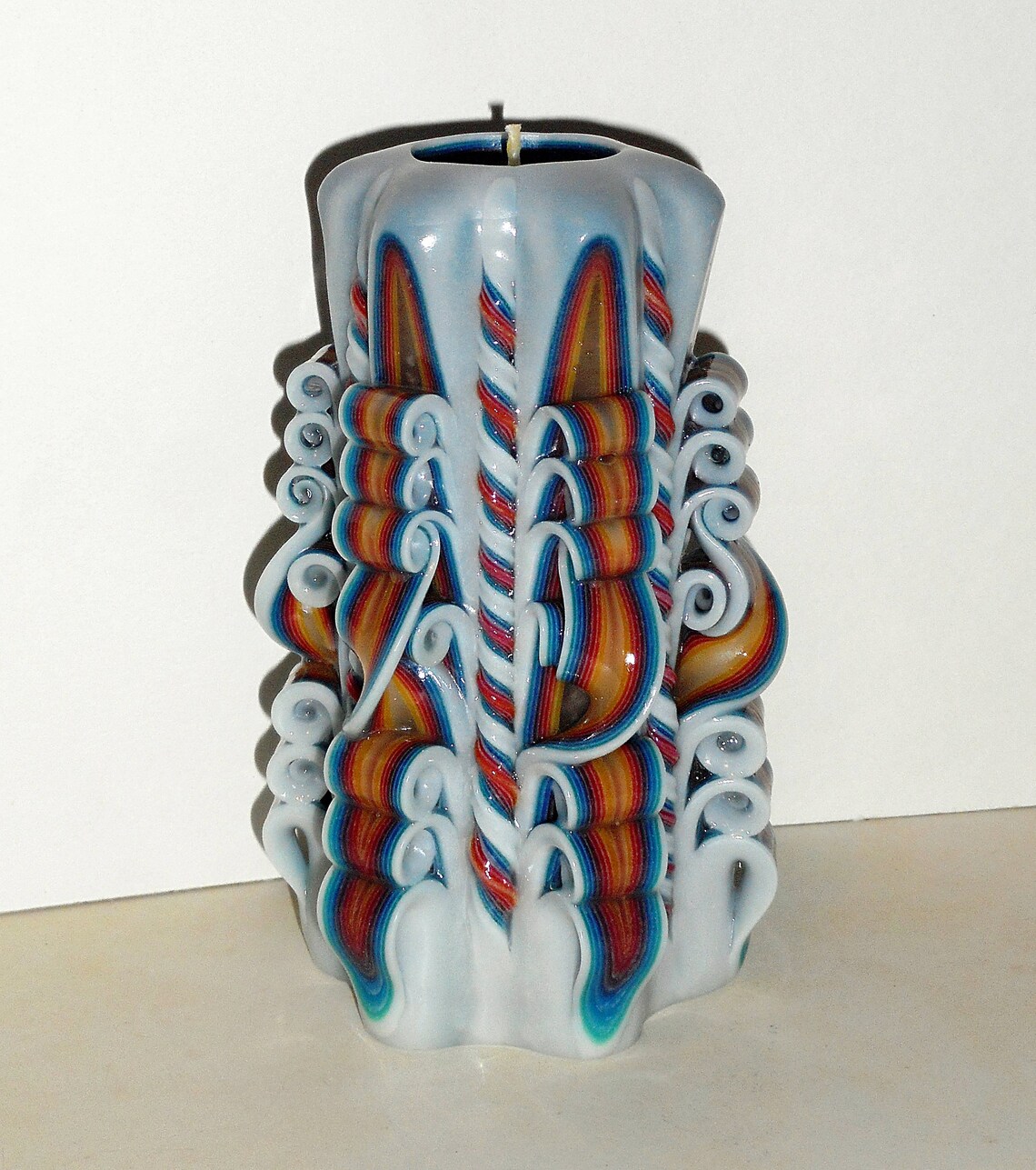 Multi color candle Unique handmade gift candle Hand Carved Etsy