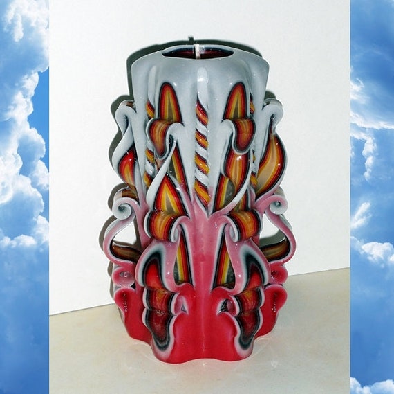 Unique handmade gift candle Hand Carved candles 5 inch//12cm