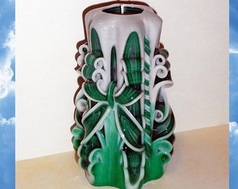 Home decor gift - New home gift - Interior gift - Emerald candle - Unique handmade gift candle - Hand Carved candles - 5 inch/ 12cm