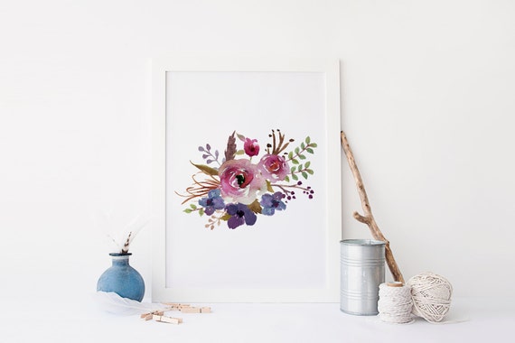 Floral wall art printable art floral print flower print | Etsy