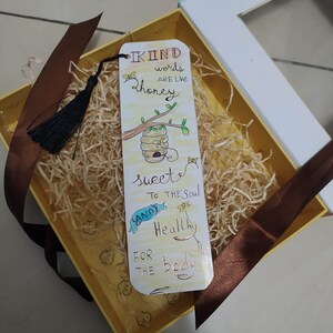 Marcador de palavras gentis, marcador personalizado, marcador com borla, marcador de mel, marcador de mensagem inspiradora, criativo, amor