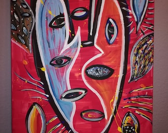 BABETTE STRUKAMP: "The Mask" - contemporary, modern art painting by Babette Strukamp - size 0.80 x 0.60 m - acrylic on canvas