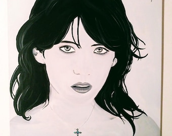 BABETTE STRUKAMP: "Sophie Marceau" - XXL contemporary, modern art painting - size 1.0 x 1.0 m - acrylic on canvas