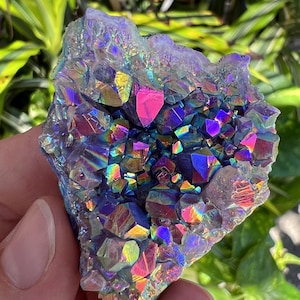 Moonbeam aura Amethyst Cluster