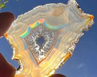 Funky Rare Iris Agate Slice, whole slice