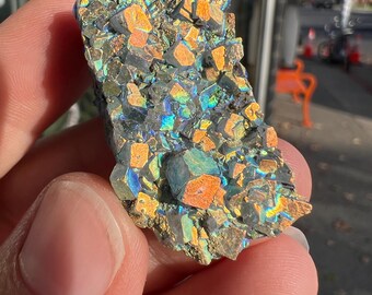Fire aura fluorite, Namibian cubic blue green fluorite, raw cluster
