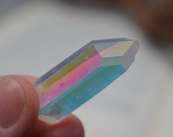 Double terminated Opal, Angel Aura lemurian Quartz point