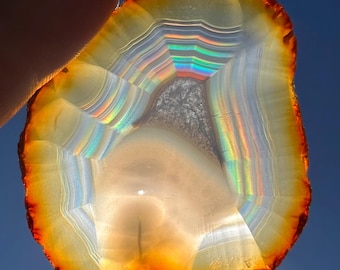 Rare Iris Agate Slice, whole slice