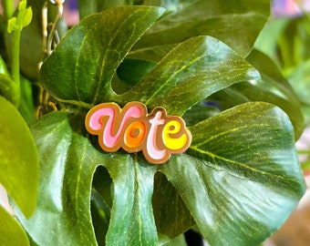 Vote Gold Enamel Pin, Democracy, Register to Vote, Gold Lapel Pin, I Voted, Feminist Pin