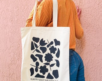 Canvas tote bag, floral tote bag, abstract tote bag, canvas shopping bag, cotton tote bag