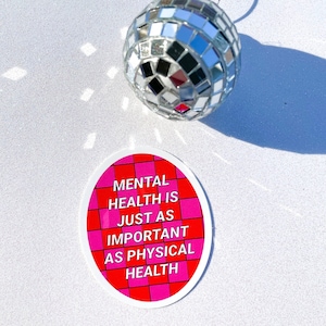 Mental Health Matters Sticker, funky checkered, aesthetic sticker, waterproof sticker, laptop sticker, water bottle sticker